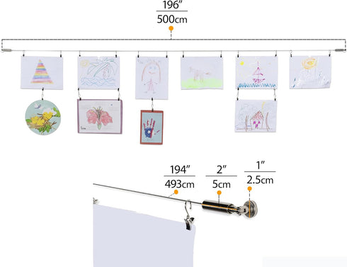 Wallniture Curtain Rod Set for Tapestry, Kids Crafts, Wall Decor Picture Hanging Kit with 24 Metal Clips...