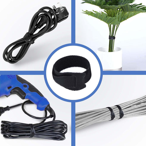 Starument Hook and Loop Cable Ties (8 x 1/2 inch, 100-pack), Premium Industrial Grade and Reusable Fastening Cord Straps for Home, Office and Outd...