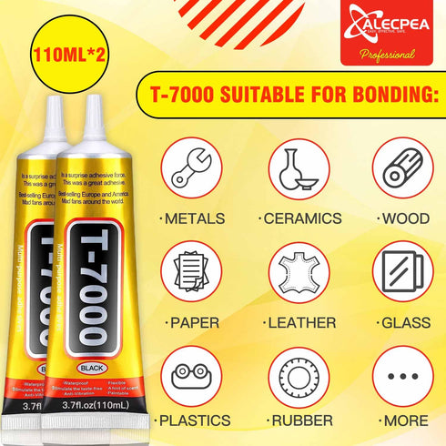 Upgrade T-7000 Black Adhesive Glue - 2PCS 110ml | High-Performance Waterproof Adhesive for Precision Repairs, Perfect for Phone, Electronics, Jewe...