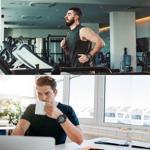 CakCity Mens Sports Watches Military Classic Stopwatch Large Dial Electronic LED Backlight Wristwatch 50M Waterproof Digital Watch for Mens with L...