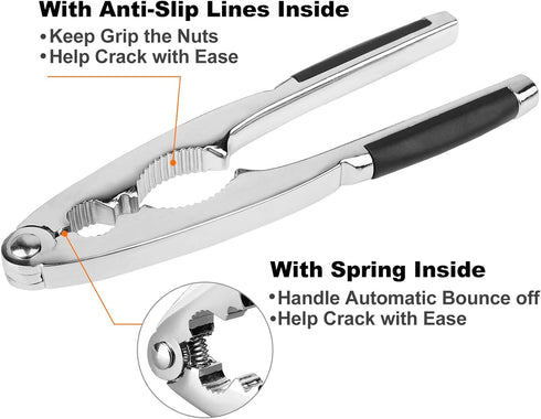 Anwenk Nut Crackers for All Nuts Nutcracker Pecan Walnut Nut Crackers with 2 Picks Heavy Duty Shell Seafood Cracker Tool...
