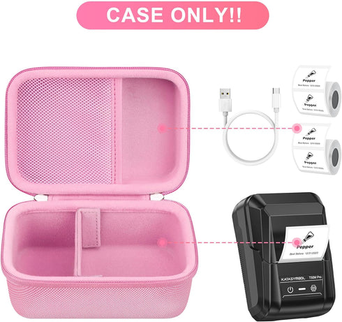 BOVKE Carrying Case Compatible with SUPVAN T50M Pro Bluetooth Label Maker Machine, T50M Pro Portable Inkless Labeler Holder with Extra Space for L...
