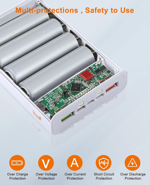 2-in-1 Cell Phone Wireless Charger Mobile Power Battery Charger Set,Portable Battery Charger with LCD Display and 2 USB Output Ports?DIY 4 * 21700...