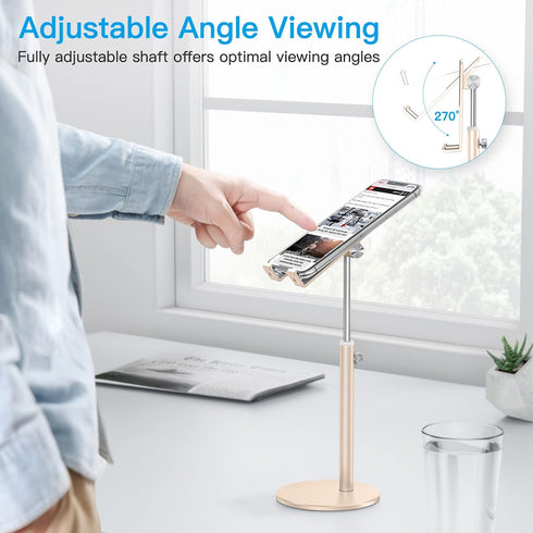 OMOTON Cell Phone Stand, Angle Height Adjustable Phone Stand, Aluminum Desktop Phone Holder Dock Stand for Desk, Compatible with iPhone 13/Mini/Pr...