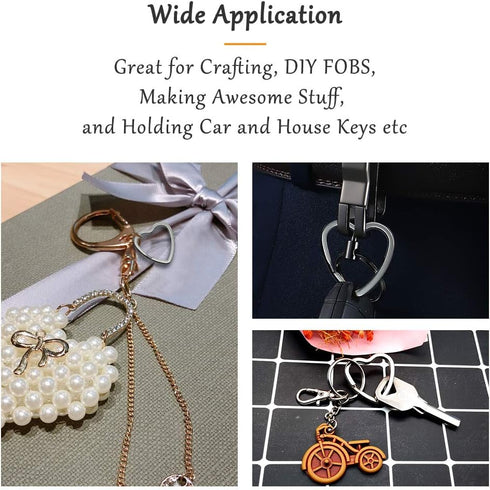 30Pcs Heart Shaped Split Key Rings,Crafts DIY Keychain Metal Key Rings for Home Car Office Organization,Arts & Crafts Projects, Lanyards...