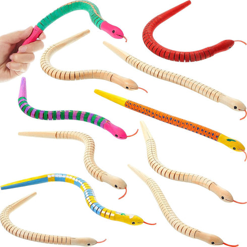 Gejoy 15 Pieces 12 Inch Wooden Snakes Unfinished Wiggly Jointed Flexible Wood Snakes to Paint Blank Canvas Animal Model for Arts and Crafts Hallow...