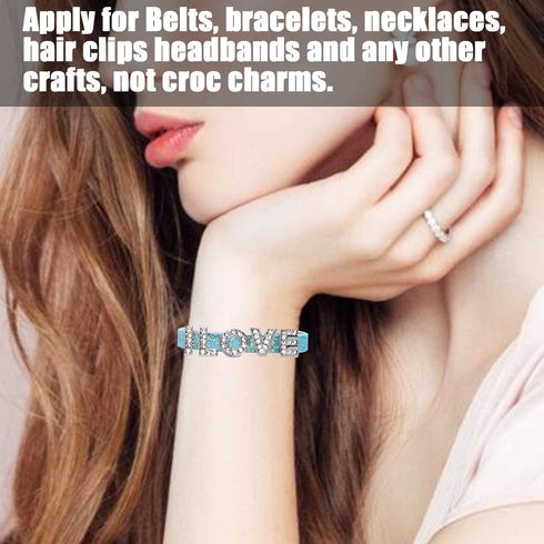 AUEAR, 52 Pack Silver A-Z 8mm Full Rhinestone Slide Crystal Alphabet Alloy Letter Charm for Bracelets Necklace Wristbands DIY Jewelry Making...