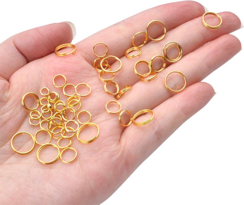 Aylifu Iron Split Rings, 1 Box (100g) 6 Sizes Double Loop Jump Ring Small Split Key Rings Connector with Opener Tool for DIY Jewelry Making - Gold...