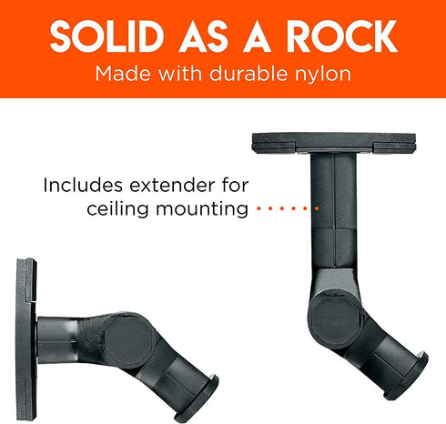 ECHOGEAR Speaker Wall & Ceiling Mount Pair - Universal Design Works with Vizio, Sony, & More - Tilt & Swivel Without Tools for Surround Sound - Ea...