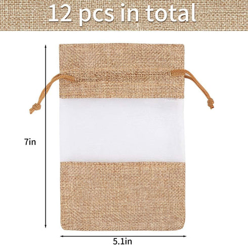 CCINEE 12PCS Burlap Drawstring Gift Bag, 5 X 7 Inch Organza Treat See Through Bags for Jewelry Sheer Easter Gifts Pouch Wedding Baby Shower Party ...
