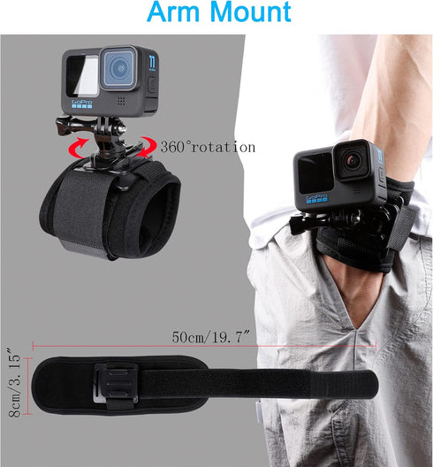 Accessories Set for GoPro Hero 12/11/10/9/8/7/6/5/4,New Quick Release Head Strap Mount + Chest Mount Harness + Backpack Clip Holder + 360°Rotating...