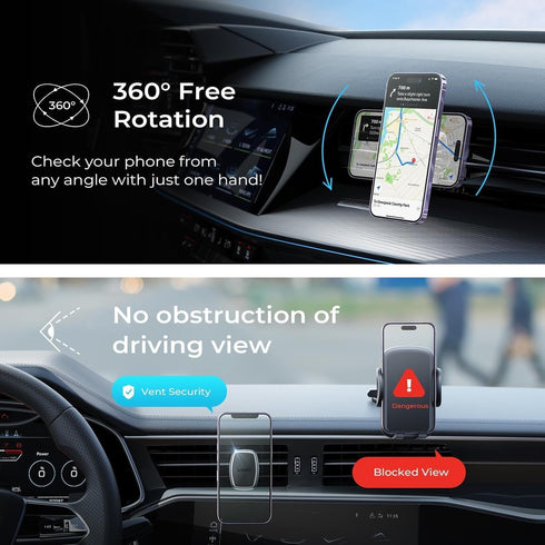 LISEN Magnetic Phone Holder for Car - Upgraded Clip Ultra 6 Strong Magnets, Phone Magnets for Back of Phone, Soporte de Telefono para carro for Ga...