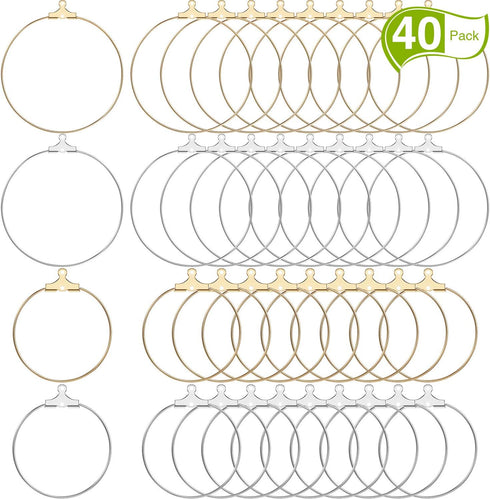 40 Pieces Earring Hoops for Jewelry Making Round Beading Hoop Earring for Earring Finding Making Supplies...