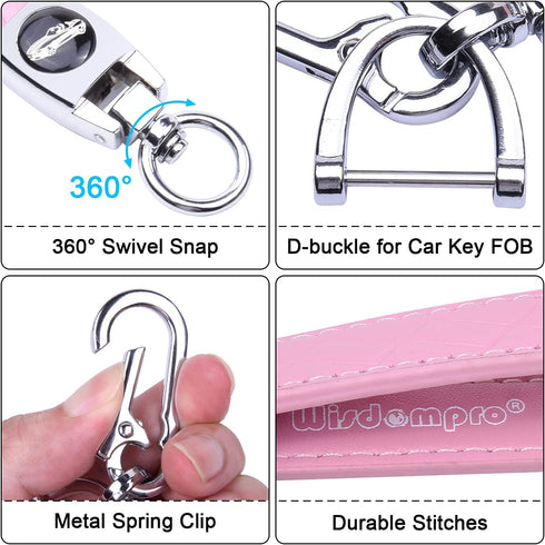 Wisdompro Microfiber Leather Car Keychain, Universal Key Fob Keychain Leather Key Chain Holder with 3 Keyrings and 1 Screwdriver for Men and Women...