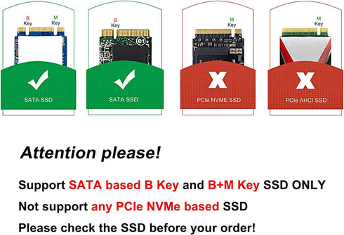 M.2 to USB Adapter, B Key M.2 SSD to USB 3.0 Reader Card, NGFF SATA Converter Support SATA Based SDD 2230 2242 2260 2280 No Cable Needed...