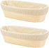2 PCS 10 inch Oval Long Banneton Brotform Bread Dough Proofing Rising Rattan Basket & Liner for Professional & Home Bakers...