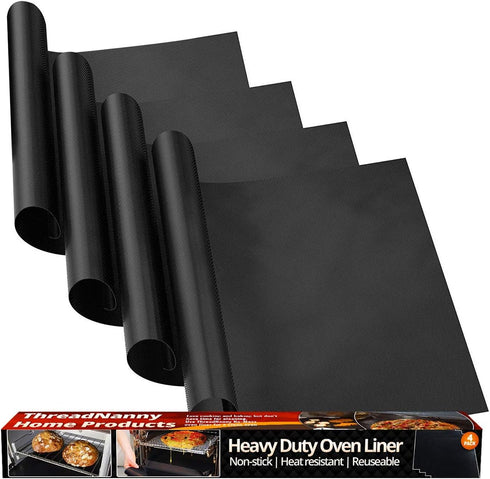 Oven Liners for Bottom of Electric Gas Oven Reusable - 4 Pack Large Heavy Duty Nonstick Teflon Range Mat 17"x 25" - Stove Floor Protector Liner Ea...