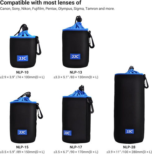 JJC Drawstring Neoprene Camera Lens Pouch Case, Protective Lens Bag for DLSR Mirrorless Lenses Up to 3.9 x 11.0" (D X H) for Canon EF 70-200mm EF ...