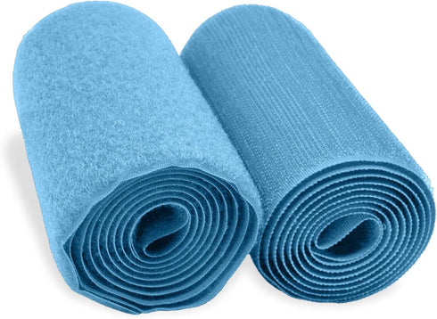 4 Inch Light Blue Sew on Hook and Loop Tape Non-Adhesive 1 Yd Length Light Blue Nylon Hook and Loop Sheets Soft Fabric Fastener Rolls for Bags Clo...