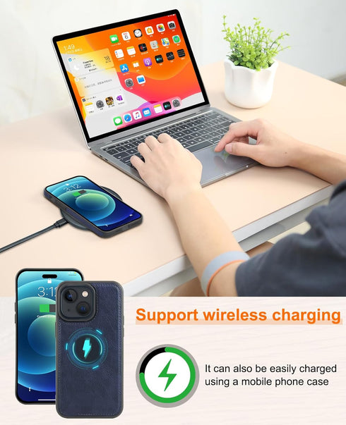 PULUZ Compatible with iPhone 15 Case?Leather Texture Stitching Phone Case is Slim and Lightweight for Your Phone All-Round Protection(Blue)......