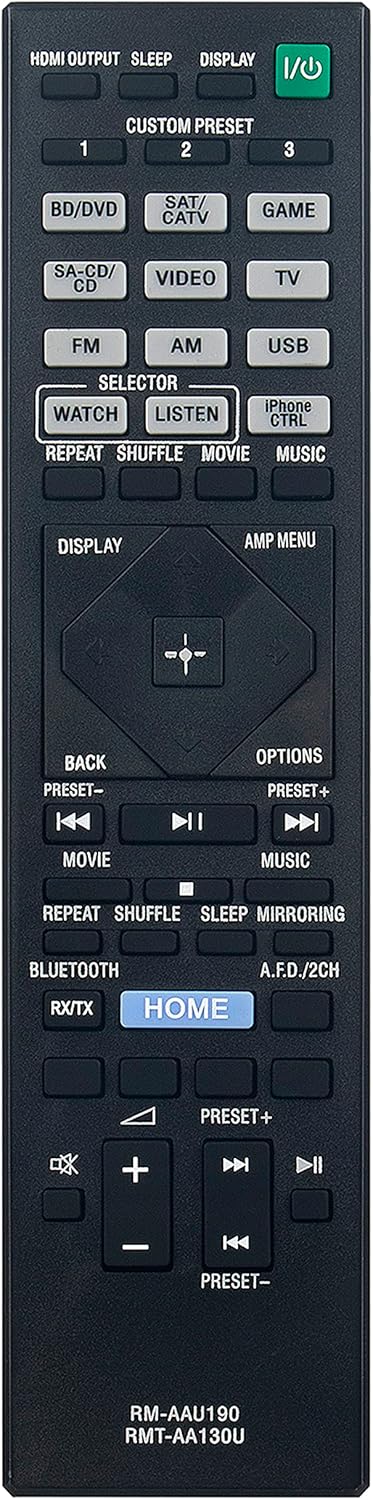 RM-AAU190 RMT-AA130U Replaced Remote fit for Sony AV Receiver STR-DH750 STR-DH550 149301411 STR-DN860 STR-DN1060 Home Theater...