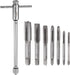 T-Handle Ratchet Tap Wrench + Metric Tap Set, 7pcs M3 M4 M5 M6 M8 M10 M12 Thread Taps and M5-M12 Adjustable 10" Long Ratcheting Wrench Hand Tappin...