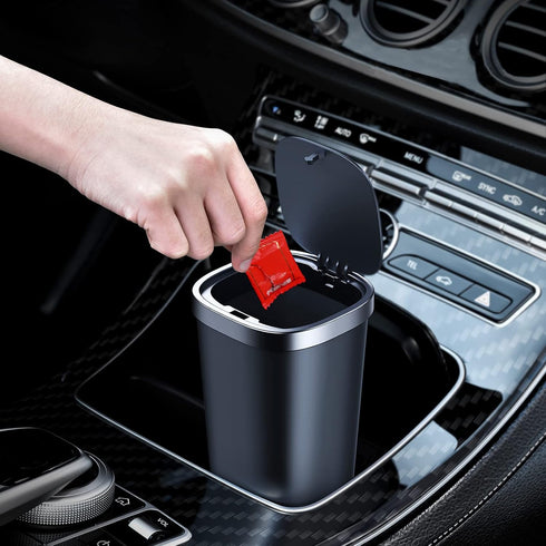Mini Car Trash Can with Lid, Cup Holder Trash Can for Car with 3 Rolls Mini Trash Bags, Waterproof Small Car Garbage Can for Car Home Office Desk ...