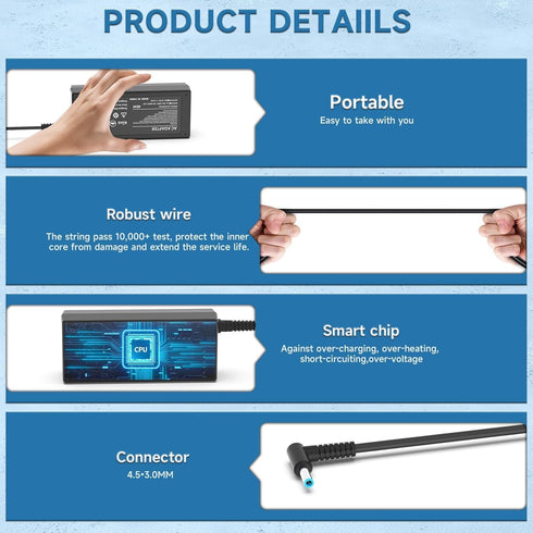 LJO-EEIH 65W Charger Compatible with HP Laptop 17 17-ak, 17-by, 17-ca, 17-cn, 17-ar, 17-bs: 17-ak013dx, 17-by1053dx, 17-by0021dx, 17-by0088cl, 17-...