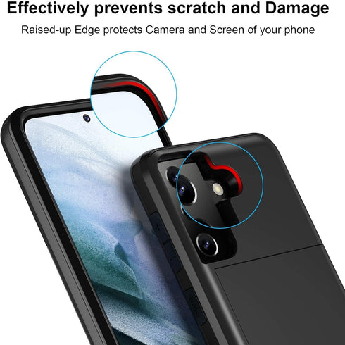 Jiunai for Samsung Galaxy S21 Plus Case Credit Card IDs Cash Holder Shell Wallet Case Slide Cover Dual Layer Hard PC Soft TPU Rubber Cover Phone C...