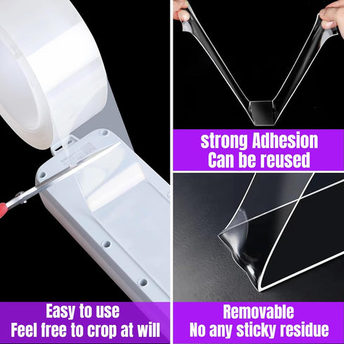 Double Sided Tape Heavy Duty,Nano tape,Clear Double Sided Tape,Picture hanging strips,Photo frames Tape Hanging Adhesive Strips,Removable Wall Tap...