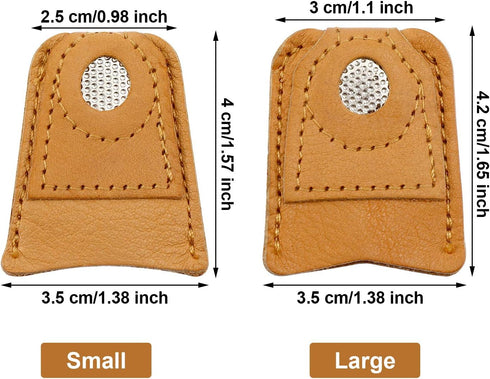 WILLBOND 4 Pieces Leather Thimble Hand Sewing Thimble Finger Protector Thimble Finger Pads for Knitting Sewing Quilting Pin Needles Craft Accessor...