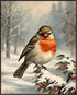 Posterizer 1 pcs-little bird in snowy winter scene-oil painting style -5-Art for Animal Lovers-Landscape & Nature Art-Decor for Home & Office- unf...