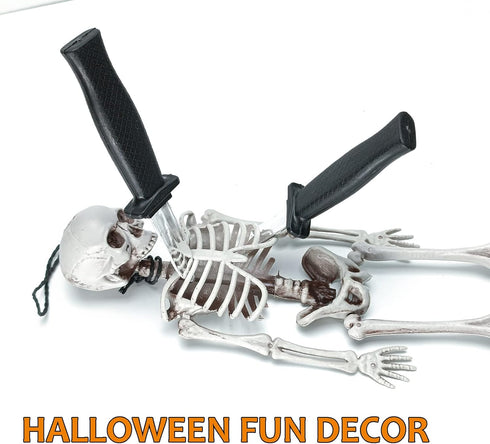 4 Pcs Retractable Knife Prop Fake Dagger Halloween Disappear Blade Trick Fake Knife Plastic Blade for Halloween Fools Day Party Favors...