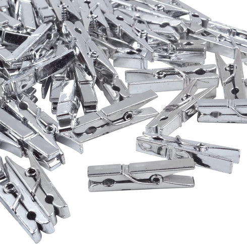 Mini Clothespins, 100 Pieces Plastic Utility Paper Clip, Photo Paper Peg Pin, Clothes Line Clips, Craft Clips - Silver Color, 3.5 x 0.5cm x 0.7cm...