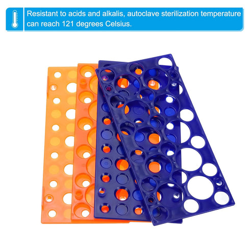 PATIKIL 50 Wells Tube Rack, 1 Set Vial Rack Double Layer Multifunction Centrifuge Tube Holder for Microcentrifuge Tubes 10/15/50ml, Blue,Orange...