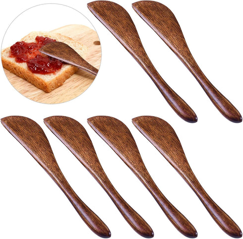 6 Pack Wooden Butter Knife, findTop 6 Inch Condiment Knives Wood Super Handy Kitchen Utensils Peanut Jelly Spreader...