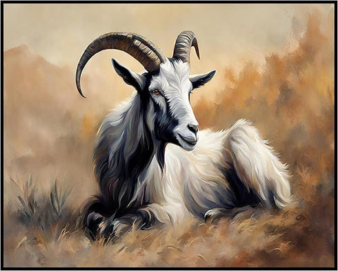 Posterizer 1 pcs- Beautiful white goat lying on the ground-Art for Animal Lovers- Gift for Men Women Entrepreneur Teens-Living Room Bedroom Decor-...