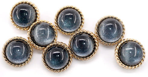 20 pcs Clear Glass Dome Black Shimmer Layer Sewing Metal Shank Coat Buttons -25mm -1"...