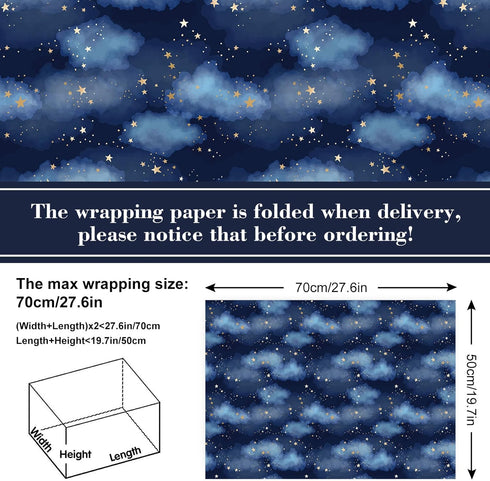 AnyDesign 12 Sheet Galaxy Wrapping Paper Constellation Gift Wrap Paper Bulk Folded Flat Blue Purple Starry Sky Art Paper for Birthday Baby Shower ...