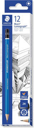 Staedtler Mars Lumograph 2H Graphite Art Drawing Pencil, Medium Hard, Break-Resistant Bonded Lead, 12 Pack, 100-2H...
