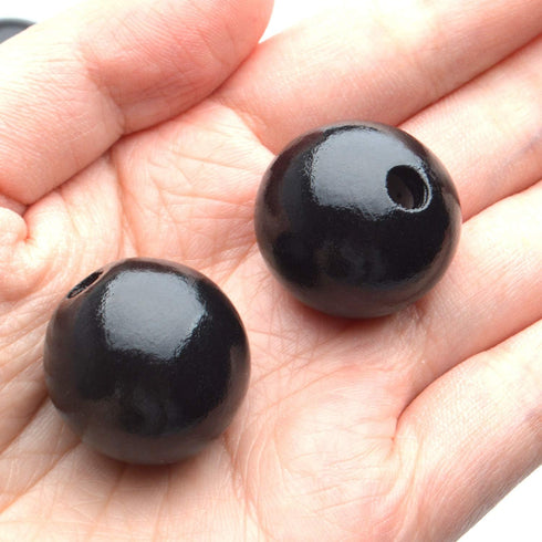 Aylifu Black Wooden Beads, 50pcs 25mm Round Wooden Beads for DIY Crafts & Jewelry Making...