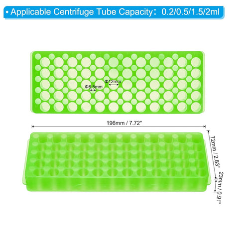 PATIKIL 60 Wells Tube Rack, 1 Pcs Vial Rack Double Panel Centrifuge Tube Holder for Microcentrifuge Tubes 0.2/0.5/1.5/2ml, Light Green...