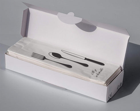 100 Pack 100% White Kraft Paper Bags, 2.75 x 10 inches White Plain Bag Kitchen Cutlery Utensils Holder...