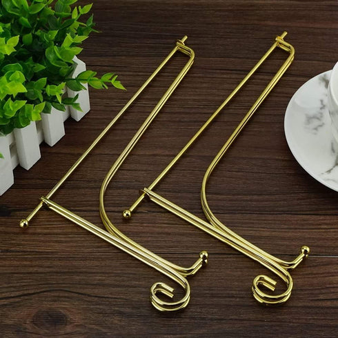 Artliving Metal Plate Stands for Display - 10-Inch Adjustable Easel Holders for Large Decorative Plates, Picture Frames, Cookbooks - Gold (2-Pack)...