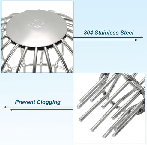 PATIKIL Gutter Guard, 304 Stainless Steel Down Pipe Strainer, Anti-Blocking Line Cap Drain Cover Downspout Protector for Blockage Leaves Debris, 2...