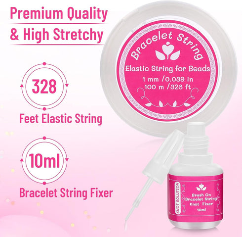 Cridoz Elastic String Fixing Coating with 1mm Bracelet String Cord Stretchy String Beading Thread for Clay Beads Friendship Bracelet Jewelry Makin...