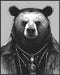 Posterizer 1 pcs- black and white theme-bear wearing clothes-Gothic Art-Art for Animal Lovers- Living Room Bedroom Decor- unframed wall art...