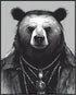 Posterizer 1 pcs- black and white theme-bear wearing clothes-Gothic Art-Art for Animal Lovers- Living Room Bedroom Decor- unframed wall art...