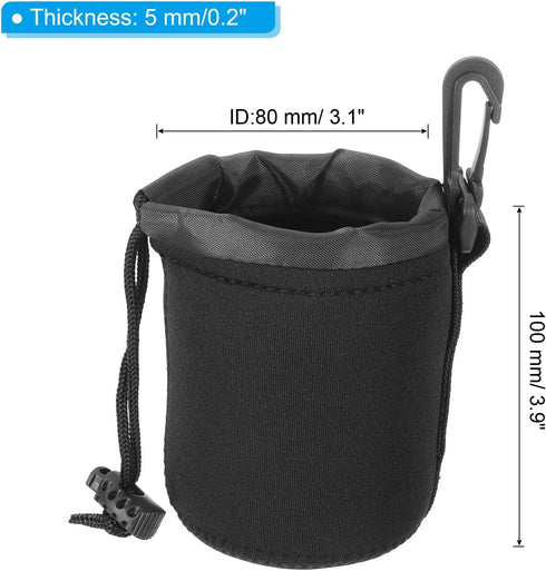 PATIKIL Camera Lens Bag, 3 Pcs 3.1" ID x 3.9" H Drawstring Lens Pouch with Thick Protective Neoprene, Lens Case for DSLR Camera Lens, Water Coffee...
