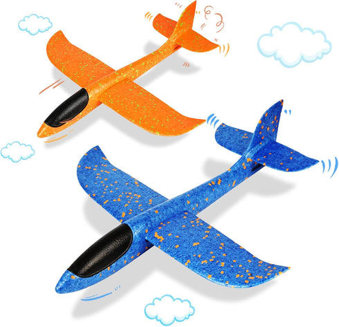 VCOSTORE 2 Pack Foam Airplanes : Foam Glider Plane 17.5" - Large Throwing Glider Airplane Toy with 2 Flight Mode Flying,Outdoor Sports Toys for 3-...